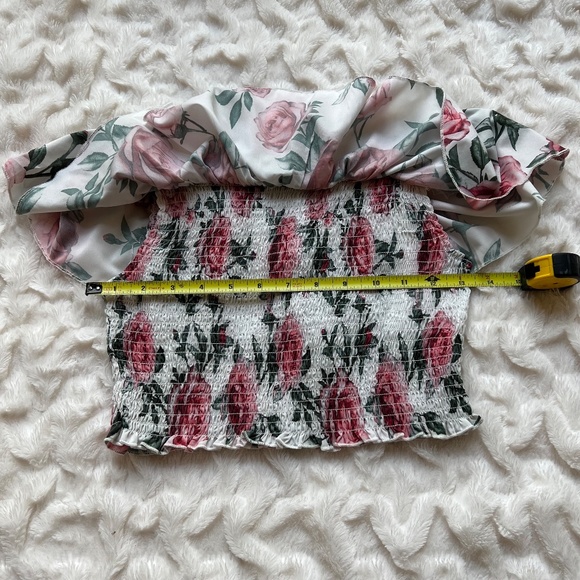 Girls Shirred Floral Tube Crop Top - Picture 13 of 14